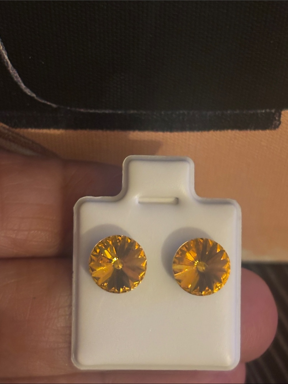 Yellow Faceted Round Stud Earrings - Sparkling Citrine-Tone